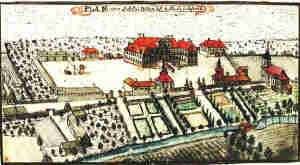 Plan von Schlos Bojadel, Bethaus u: Hofrait - Założenie pałacowe, widok z lotu ptaka